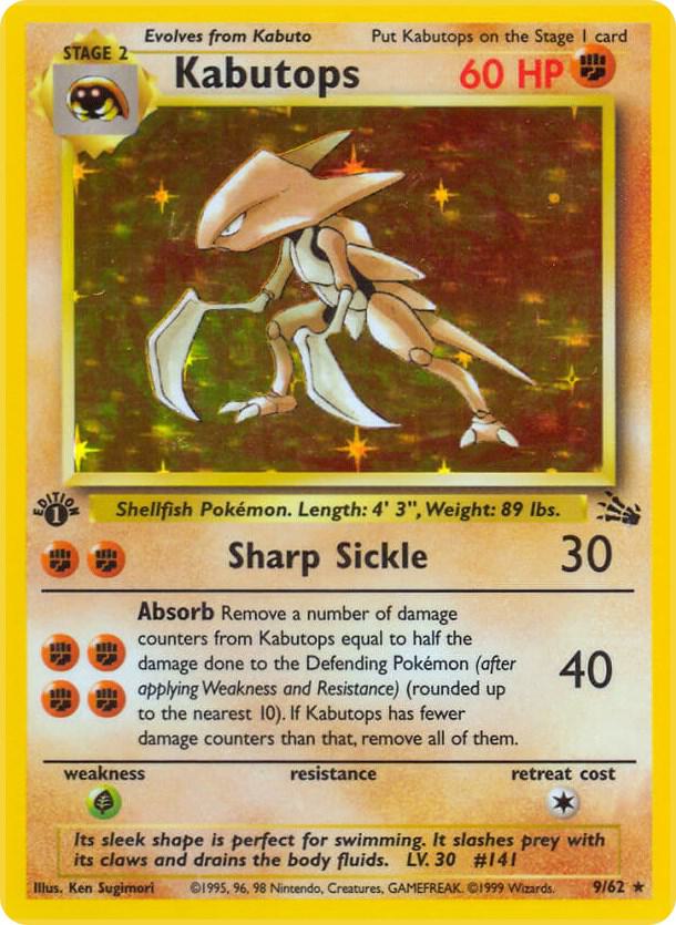 Kabutops - Fossil #09/62 - 1st Edition Holofoil - Near Mint