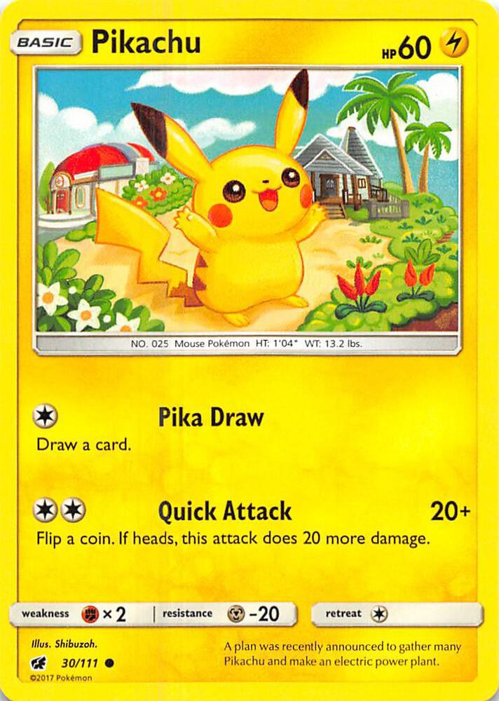 Pikachu - SM - Crimson Invasion #30/111 - Reverse Holofoil - Near Mint