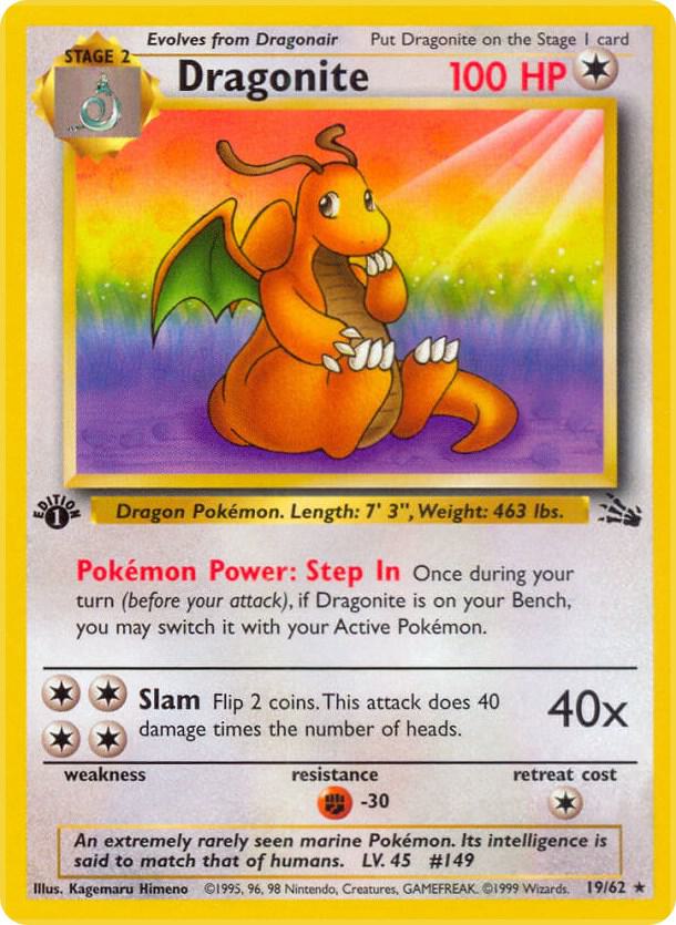 Dragonite (19) - Fossil #19/62 - Unlimited Normal - Lightly Played