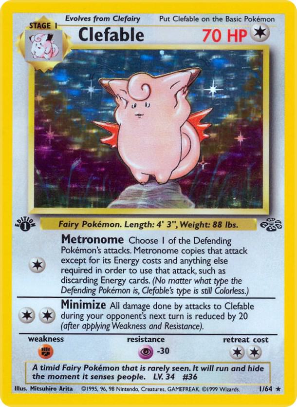Clefable - Jungle #01/64 - 1st Edition Holofoil - Lightly Played