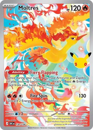 Moltres - ME: 30th Celebration #130/128 - Holofoil - Near Mint