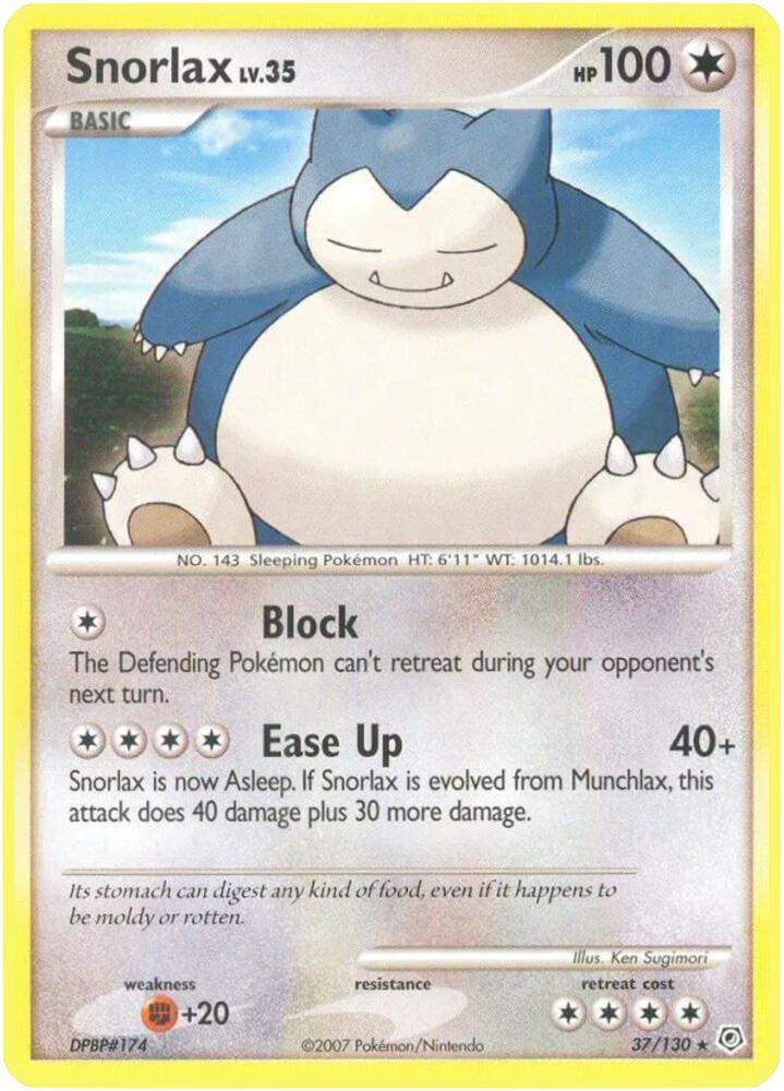 Snorlax - Diamond and Pearl #37/130 - Lightly Played