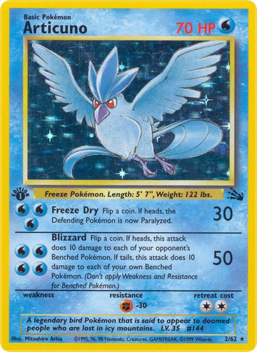 Articuno - Fossil #02/62 - Unlimited Holofoil - Moderately Played