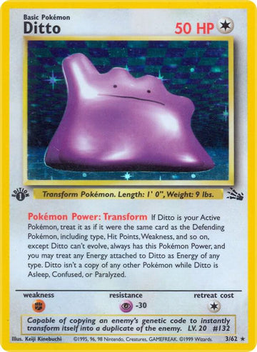 Ditto - Fossil #03/62 - Unlimited Holofoil - Moderately Played