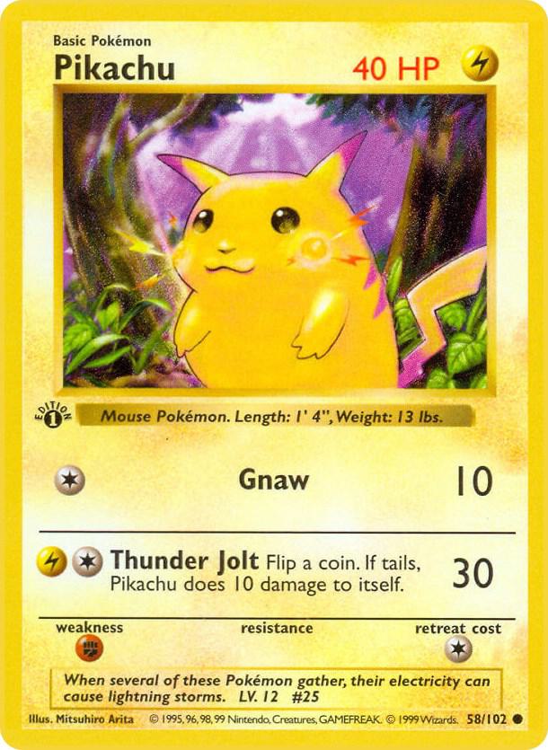 Pikachu - Base Set (Shadowless) #058/102 - Unlimited - Moderately Played