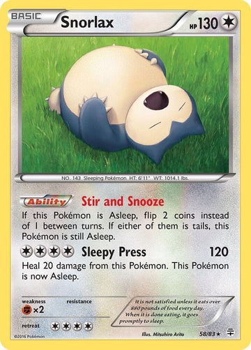 Snorlax - Generations #58/83 - Reverse Holofoil - Lightly Played