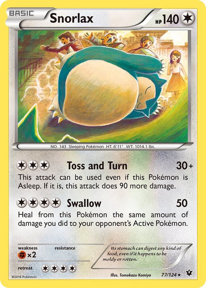 Snorlax - XY - Fates Collide #77/124 - Reverse Holofoil - Heavily Played