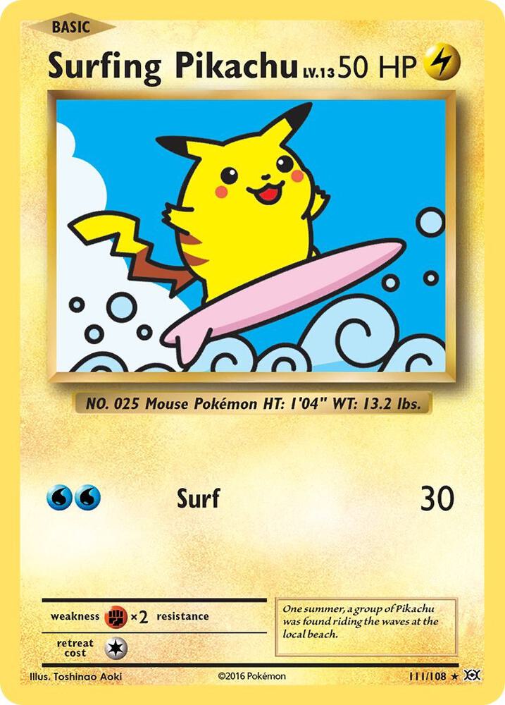 Surfing Pikachu - XY - Evolutions #111/108 - Lightly Played