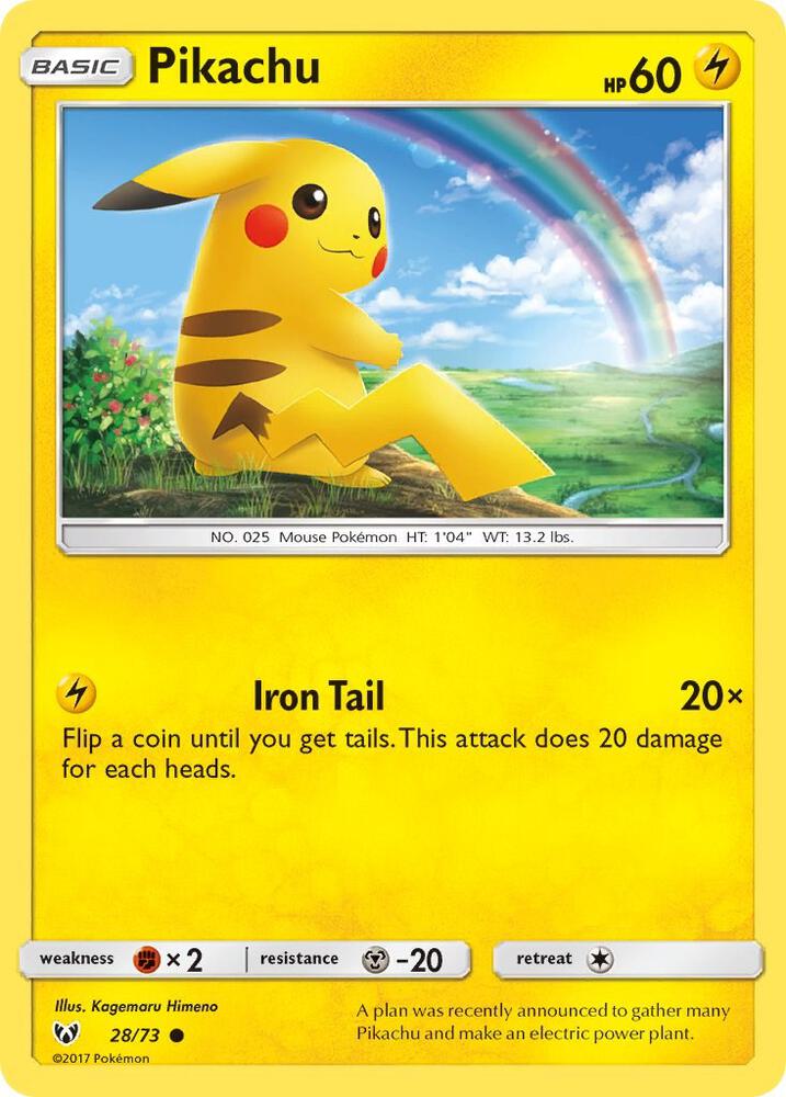 Pikachu - Shining Legends #28/73 - Reverse Holofoil - Lightly Played