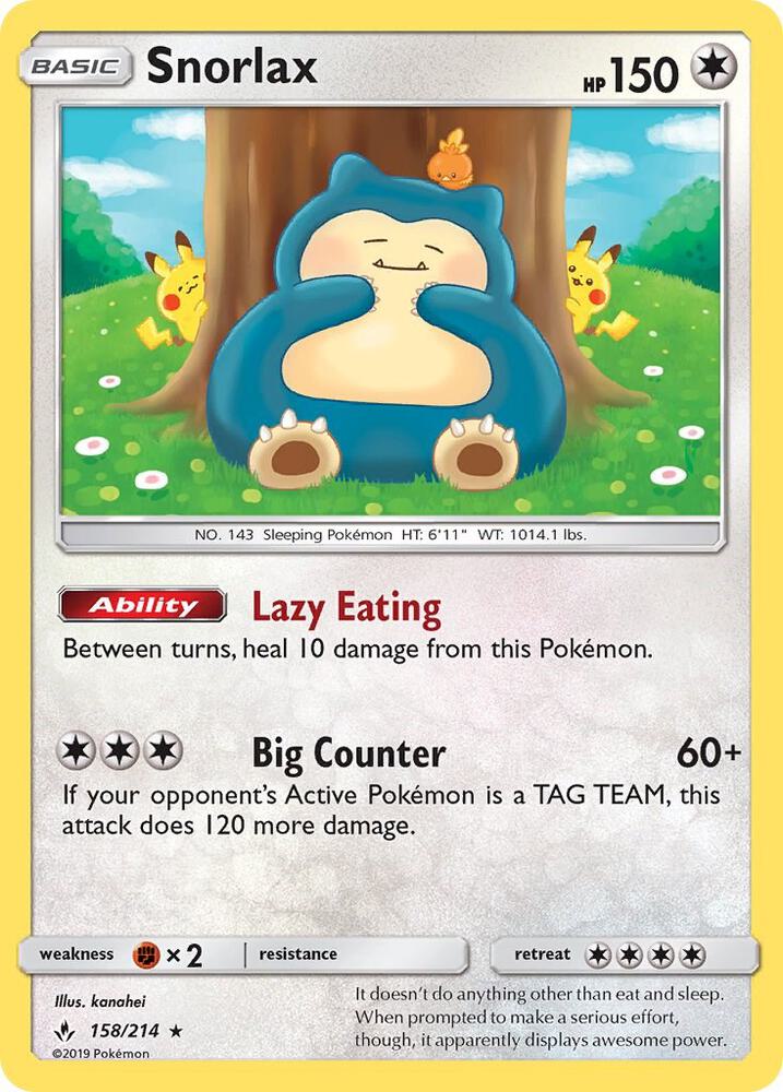 Snorlax - SM - Unbroken Bonds #158/214 - Holofoil - Near Mint