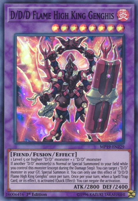 D/D/D Flame High King Genghis – 2019 Gold Sarcophagus Tin Mega Pack (YuGiOh)