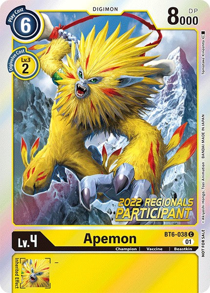 Apemon (2022 Championship Online Regional) [Online Participant] – Double Diamond (Digimon Card Game)