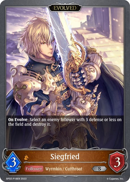 Siegfried (Evolved) - P18EN (Foil) – BP02: Reign of Bahamut (Shadowverse: Evolve)