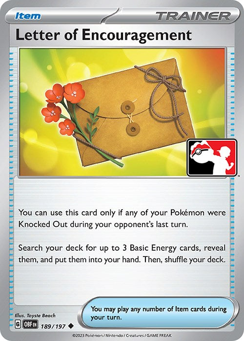 Letter of Encouragement - 189/197 – Prize Pack Series Cards (Pokemon)