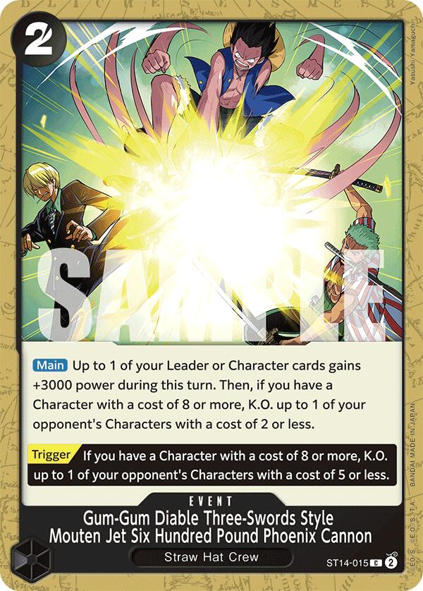 Gum-Gum Diable Three-Swords Style Mouten Jet Six Hundred Pound Phoenix Cannon – ST-14: Starter Deck 14 3D2Y (One Piece Card Game)