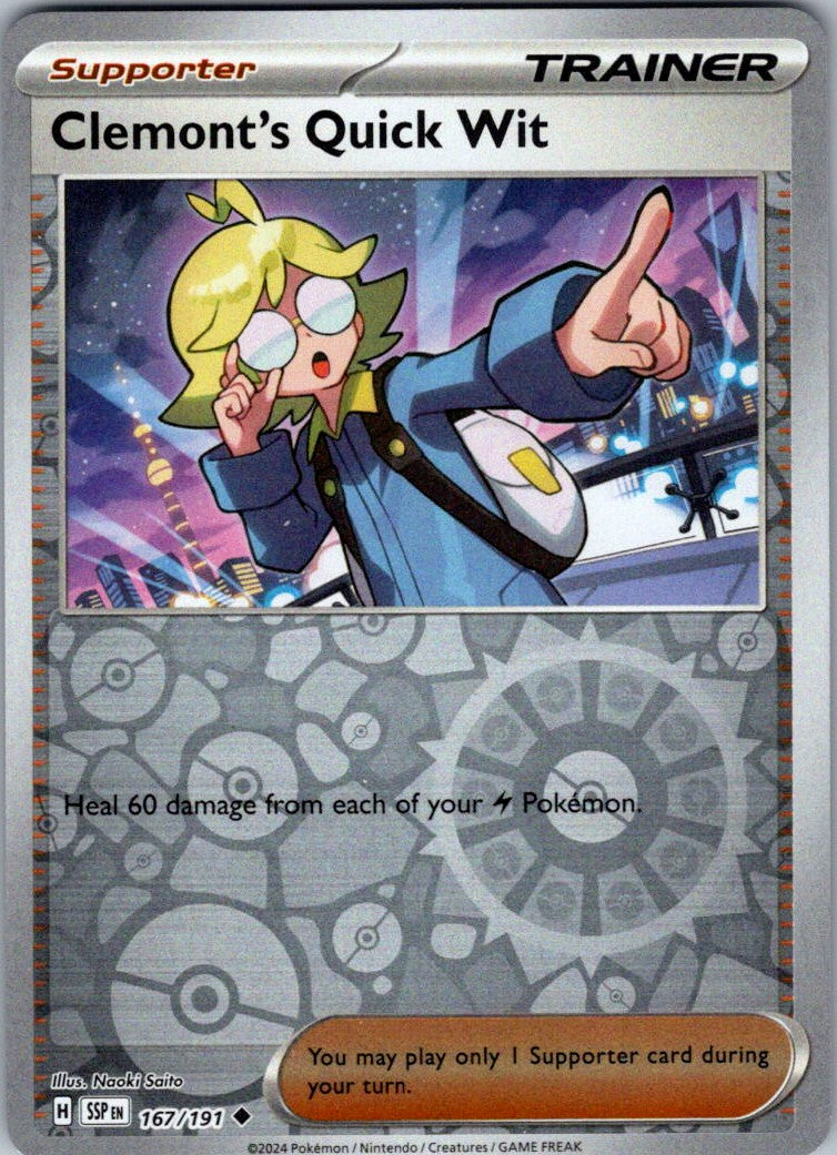 Clemont's Quick Wit - 167/191 – SV08: Surging Sparks (Pokemon)