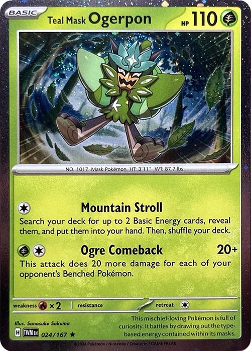 Teal Mask Ogerpon - 024/167 (Cosmos Holo) – Miscellaneous Cards & Products (Pokemon)