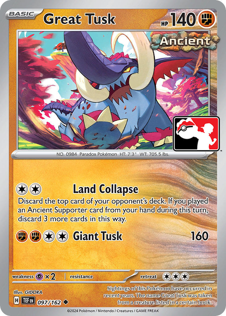 Great Tusk - 097/162 – Prize Pack Series Cards (Pokemon)
