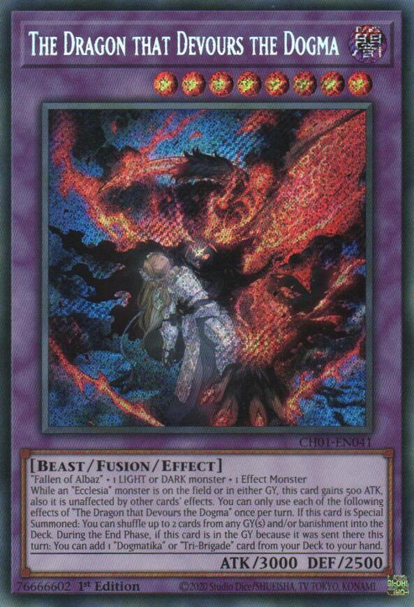 The Dragon that Devours the Dogma (Secret Rare) – THE CHRONICLES DECK: The Fallen & The Virtuous (All-Foil Edition) (YuGiOh)
