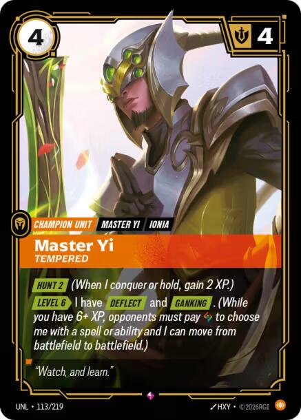 Master Yi, Tempered – Unleashed (Riftbound: League of Legends Trading Card Game)