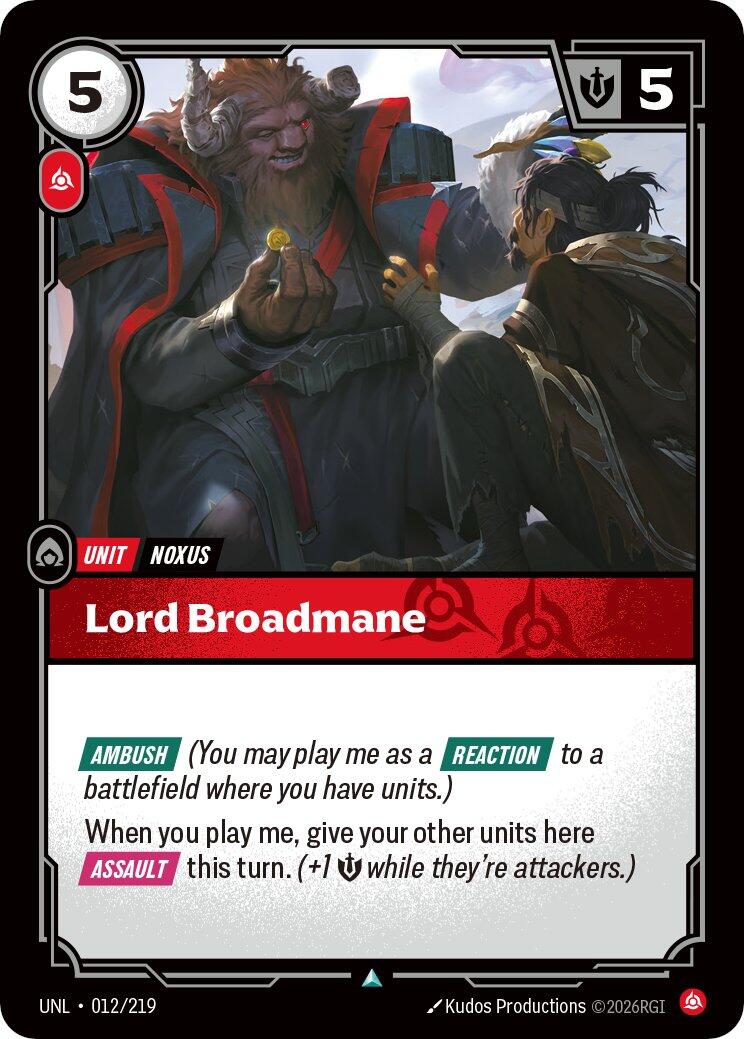 Lord Broadmane – Unleashed (Riftbound: League of Legends Trading Card Game)