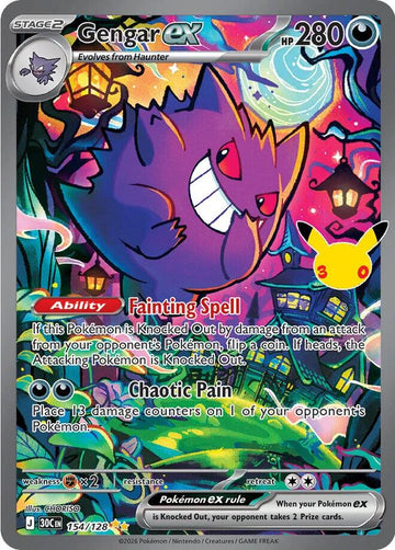 Gengar ex SIR - 30th Celebration #154/128 - Holofoil - Near Mint