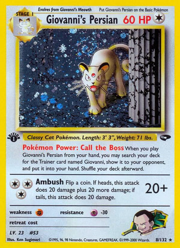 Giovanni's Persian - Gym Challenge #008/132 - Unlimited Holofoil - Near Mint