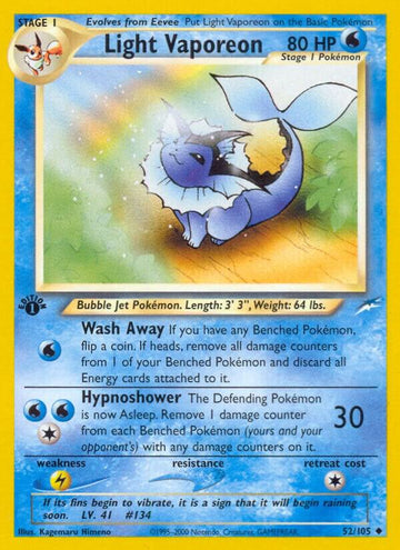 Light Vaporeon - Neo Destiny #052/105 - Near Mint