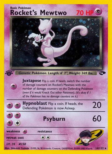 Rocket's Mewtwo - Gym Challenge #014/132 - Unlimited Holofoil - Lightly Played
